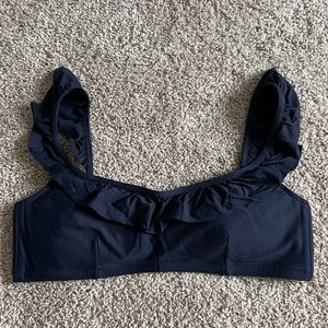 J Crew Navy Ruffle Bikini Top, M